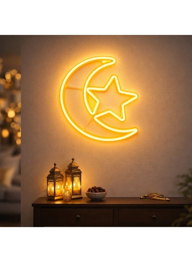 Home Care Moon & Star Flexible LED Strip Light, Warm Light decor Lamp with UK Small Plug| 60cm - Image 1